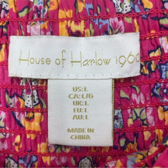 House Of Harlow 1960 Floral Maxi Dress Large Puff Sleeves Cotton Poplin Pink - Picture 15 of 16